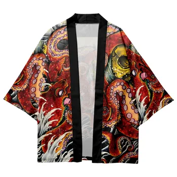 Ulične Jopico Plaži Yukata Moški Ženske Cosplay Haori Harajuku Vrhovi Azijskih Oblačila Japonski Samuraj Tiskanja Kimono - Slike 2  