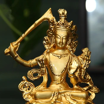 Tibetanski Budizem Dobave Purdue Bitja Manjusri Bodhisattva Figur Svetega Nepal Pozlačenega Lotus Znanja Zlitine Tantrične Kip Bude - Slike 2  