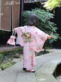 2024 tradicionalni japonski kimono obleko za otroke letnik japonski kimono plašč nacionalni cvet tiskanja uspešnosti cosplay kostum - Slike 2  