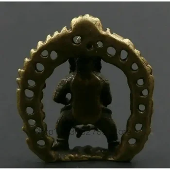 Kitajski Bronasto Črni Bog Bogastva, Tibera Barra Bogastvo Amulet Exorcise Zlih Duhov Kip - Slike 2  