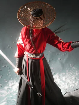 Kitajski svileno haljo stari vitez hanfu moški ženske aldult Kimono Mečevalec hanfu Tradicionalne Trgatve Etnične cosplay Ples Kostum - Slike 2  