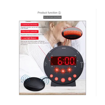 Močan vibracijski Alarm Ura Starejših Gluhih Dom Digitalni Dodatno Glasno Vibracije Ura za Gluhe EU Plug - Slike 2  