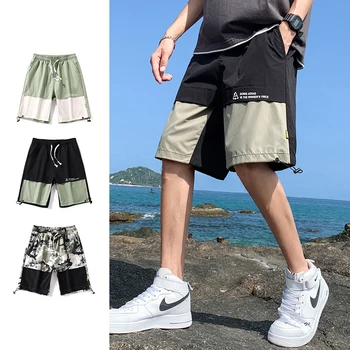 Poletna Plaža Hlače, Moške Priložnostne Naravnost Dihanje Kratke Hlače Trend Svoboden Sweatpants Moških Oblačil Ulične Košarke - Slike 2  