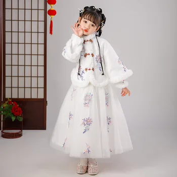 Bele Deklice Hanfu 2023 Novo Jeseni In Pozimi Otrok Starih Oblačil Super Nesmrtni Ru Krilo Malo Kitajski Leto Obleko - Slike 2  
