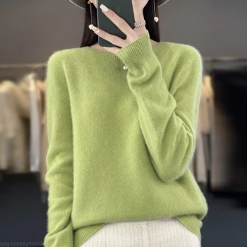 Novo kašmir pulover ženske pulover, v jeseni in pozimi 100% merino volne modni O-vratu jeseni toplem puloverju vrh - Slike 2  