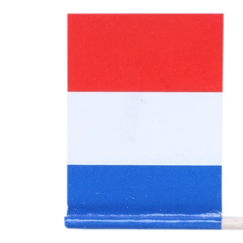 Promocija! Veliko 300 Kos Mini Lesene Zobotrebec Z Zastavo Za Dekor Strank Sadje, Pecivo - Francija (Modra, Bela, Rdeča) - Slike 2  