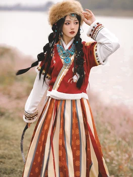 Han Kitajskih Oblačil Žensk Han Elementi Zimski Flis Podloga Debele Cape Plašč - Slike 2  