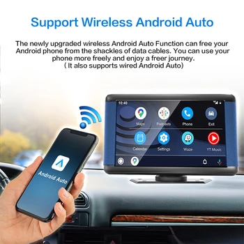 Prenosni Avto Radio Stereo Multimedijski Predvajalnik, 7 palčnim Dash Gori zaslon na Dotik, Brezžično Carplay Android Auto s Siri/Bluetooth/AUX - Slike 2  