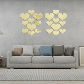 10pcs Ljubezen Srce Ogledalo Stenske Nalepke Akril 3D Art Stene Decals je Zidana Izmenljive Paster za Dnevni Sobi Doma Poroka Dekoracija - Slike 2  