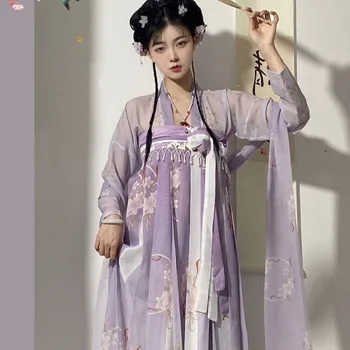 Tradicionalna Kitajska Letnik Hanfu Obleka Ženske Elegantne Pearl Tassel Cvjetnim Tiskanja Fazi Ples Obleka Ženska Sweet Princess Določa - Slike 2  
