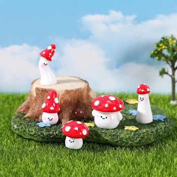 Miniaturne Figurice Lepe Rdeče Gobe Mikro Krajine Okraski Za Dom Okraski Kawaii Namizni Dekor Vrtnarsko Opremo - Slike 2  