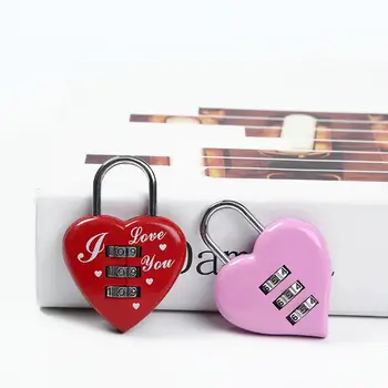 Srce Ključavnico Koda 3 Številke Geslo Kombinacija Srca Obliko Varnosti, Ljubezni, Cinkove Zlitine Polje Prtljage Zaklepanje Gospodinjski Pripomočki - Slike 2  