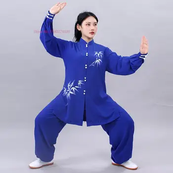 2024 kitajski letnik tai chi uspešnosti oblačila vrhovi+hlače nastavite borilne veščine tai chi bambusa tiskanja enotno uspešnosti ekipe set - Slike 2  