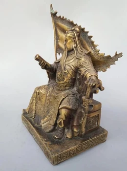 BREZPLAČNA DOSTAVA Kitajski čisto medenina guan gong bere knjigo kip - Slike 2  