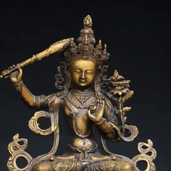 Gospodinjski Bronasto Gem Vdelan Kip Bude Bodhisattva - Slike 2  