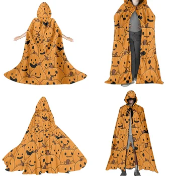 Halloween Hooded Cape, Bučna Tiskanja Cosplay Kostumi Za Otroke in Odrasle, Starš-Otrok Kostum, Stranka Rojstni dan Pusta Noč - Slike 2  