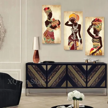 Afriško Črno Žensko Platno Slikarstvo Etnične Umetnost Plakata za Dnevna Soba Dekoracijo Doma Wall Decor Dekorativna Slik Slika - Slike 2  
