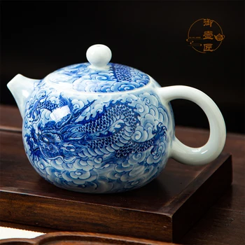 n ročno poslikano modri in beli čaj nastavite retro gospodinjski teacup darilo čaj nastavite čajnik - Slike 2  