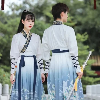 Moški in Ženske Hanfu Starodavne Tradicionalne Kitajske Dinastije Song Oblačila Viteško Nesmrtni Mečevalec Cosplay Kostum Nastavite Veliko - Slike 2  