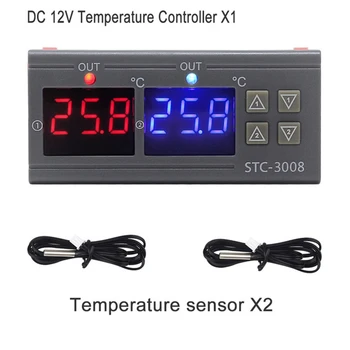 2X STC-3008 Dual Digital Inkubator Termostat Zaslon Temperaturni Regulator 12V - Slike 2  