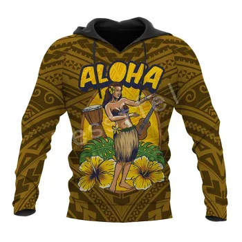 Tessffel Aloha Havajih Polinezijski Kulturi 3D Tiskanih Nove Modne Moške Hooded Majica Zadrgo Kapuco Priložnostne Spolne Puloverju H14 - Slike 2  