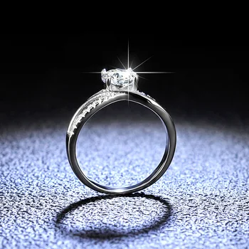 HOYON 100% Moissanite Klasičnih Vdelan Diamant Žensk Obroč s925 Sterling Srebro Predlog Poročne Poročni Nakit Darilo GRA - Slike 2  