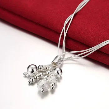 posebna ponudba 925 sterling srebro klasičnih kroglic ogrlice, dolge uhane nakit kompleti za ženske modni poroko posla darila - Slike 2  
