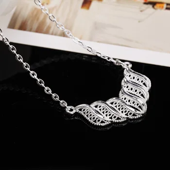 Vroče korejski moda 925 sterling Srebro elegantne retro listi ogrlica, uhani luksuzni Nakit kompleti za ženske stranka, poročna darila - Slike 2  