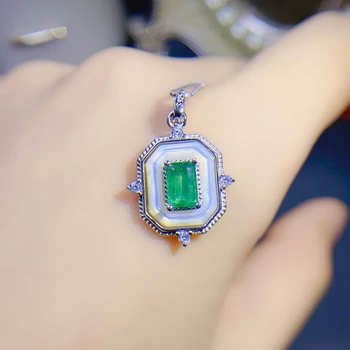 Naravni smaragdno ogrlico, obesek za ženske, srebro 925 nakit razkošje gem kamni 18k pozlačeni free shiping predmeti - Slike 2  