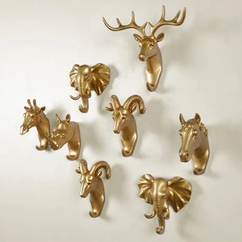 Ameriški jelena glavo dekorativni steni visi kavelj, ustvarjalne trgovini oblačila, trem vrata, živali kljuko, osebno ključ, položeni - Slike 2  