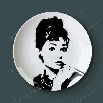 10 Cm Audrey Hepburn Okrasite Okras Visi Jed Plošče Stenske Keramične Disk Gospodinjski Obrti Ploščo Foto Plošče - Slike 2  