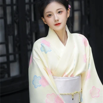 Japonska je Izboljšalo Kimono Ženski Nežen, Eleganten Dekle Fotografijo Fotografija, Ples, Oblačila Japonski Materialov Homestay kimono - Slike 2  