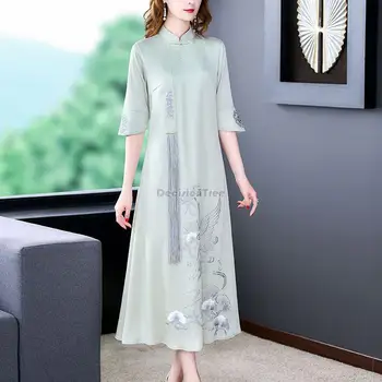 2024 kitajske tradicionalne šifon aodai qipao obleka ženske vintage obleko priložnostne vsakodnevno eleganten stranka qipao lady elegantno vestidos - Slike 2  