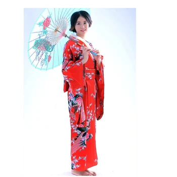 Japonski Kimonos Lady Satenast Kimono Letnik Yukata Haori Z Obi Natisnjeni Klasičnih Prom Obleke Obleko Ena Velikost Vroče Prodajo Fashion - Slike 2  