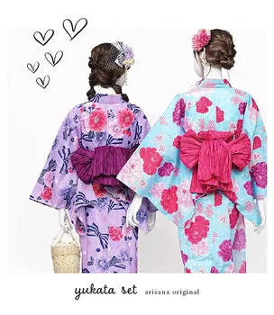 Japonski Tradicionalni Kimono, Bombaž,Ženske Yukata, Vintage Obleke , Cosplay Haljo, ki Opravljajo Obleko 163cm - Slike 2  