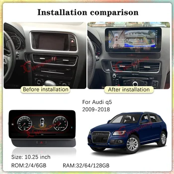 10.25 palca Za Audi Q5 2009-2018 Avto Multimedijski Predvajalnik, GPS Navigacija za Android 11 8Core 6+128G Carplay 360 Fotoaparat 4G avto CD - Slike 2  