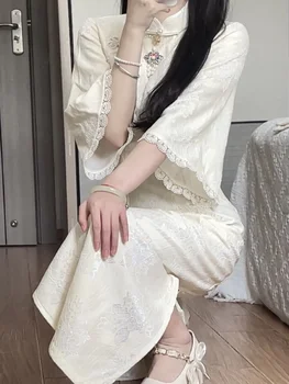 2023 Letnik Kitajski Cheongsam Svoboden Qipao Elegantne Ženske, Mladi Stranka Obleko Tradicionalni Kitajski Qipao Jeseni Dnevno Obleko - Slike 2  