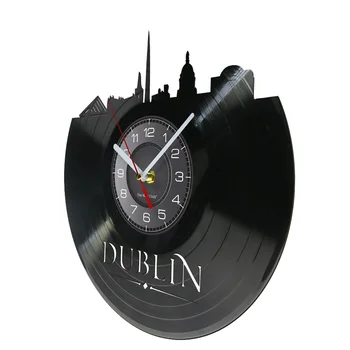 Dublin Skyline Vinil Zapis Stenske Ure Irski Geografija Doma Dekor Re-celo Zapis Ure Irska Potovanja Darila Kuhinja Znak - Slike 2  