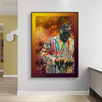 Povzetek Grafiti Umetnost Pevka Tupac Hip Hop Pokončni Plakat, Platno, Barvanje, Tiskanje Rapper Steni Sliko Cuadros za Sobi Doma Dekor - Slike 2  