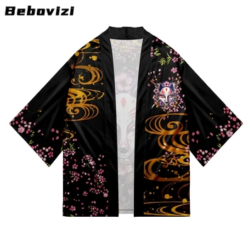 Japonski Slog Fox Tiskanja Cosplay Tradicionalnih Samurai Kimono Ženske Moški Harajuku Haori Plaži Yukata Ulične Jopico Oblačila - Slike 2  